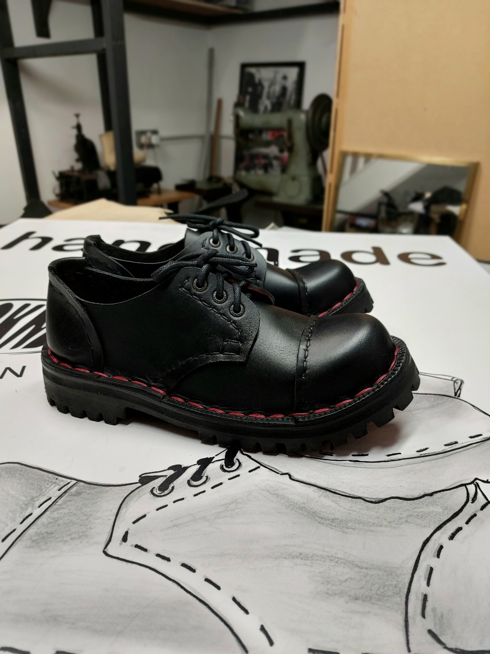 Handmade Cockney shoes 3 black cms 